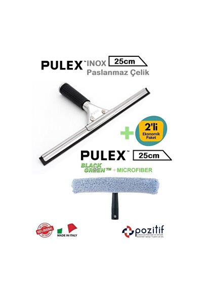 pulex Profesyonel Ev ve İş yeri Cam Tem. Seti - 25cm İnox Camçek / Çekçek + M...