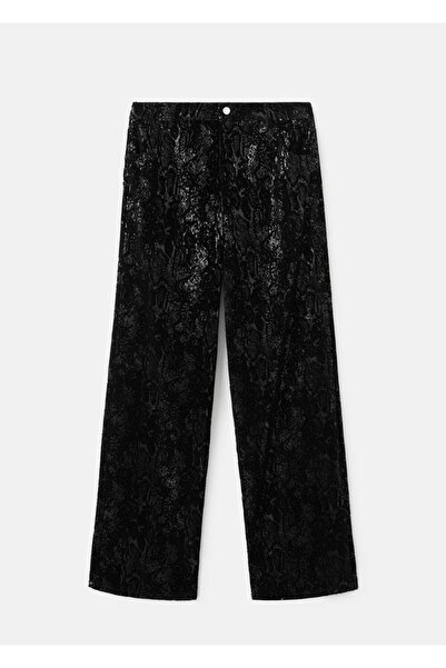 MANGO Woman Düz paça payetli pantolon