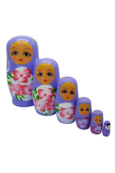 Dünyadan Hediyeler Wooden Matryoshka Doll Set of Six Purple