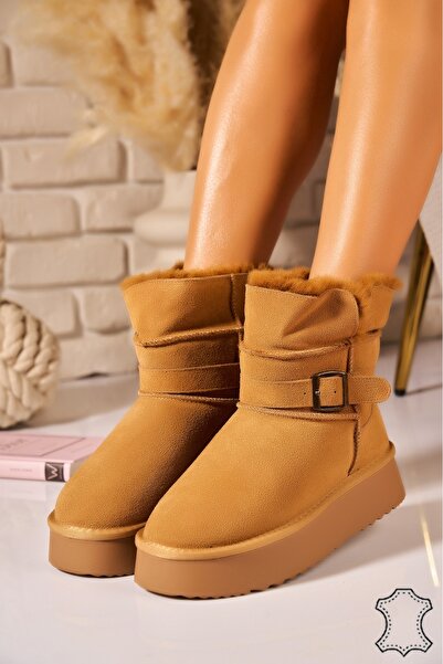 Joana Μοντέρνες μπότες από σουέτ σε καμήλα - Άνετες και κομψές με τακούνι 8cm