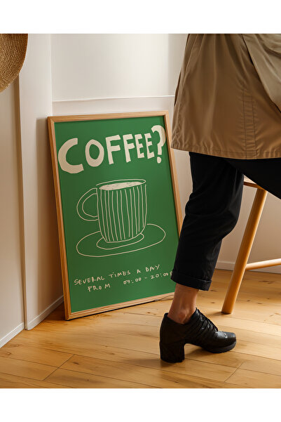 Push Studio Coffee Time Poster - Doğal Ahşap Çerçeveli Tablo