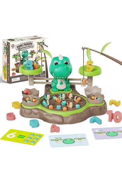kaki kids لعبة صيد السمك المغناطيسي وتوازن الديناصور، لعبة تعليمية لتعلم الري...