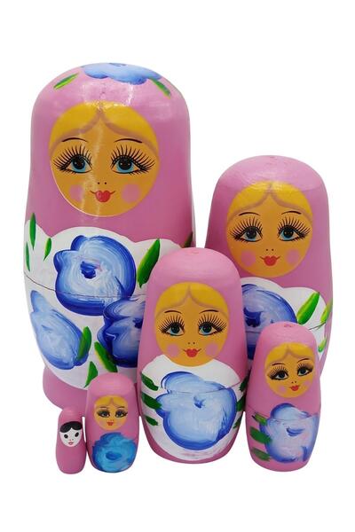 Dünyadan Hediyeler Wooden Matryoshka Doll Set of Six Rose Pink