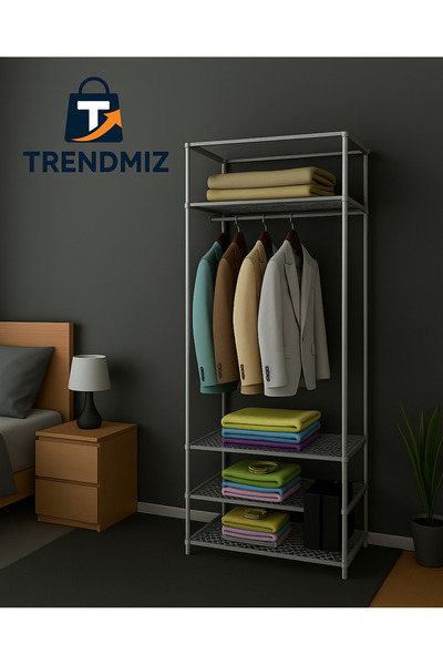 Trendmiz eyfel Bez Dolap | Metal İskeletli Kumaş Gardırop | Toz Geçirmez Fermuarlı Hurç Dolap