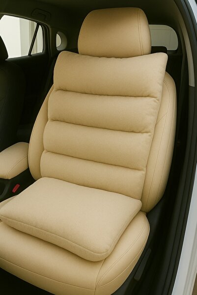 Ruxwoiw وسادة مقعد السيارة المريحة |   وسادة مقعد ومسند ظهر لتقويم العظام – بيج