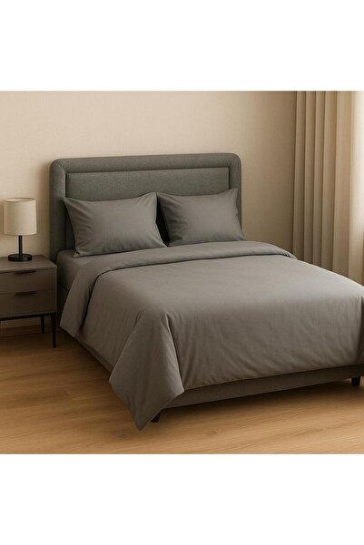 ayçiçek home طقم غطاء لحاف مزدوج وملاءة مرنة ومقاس 180/200 ولون أنثراسايت بين...