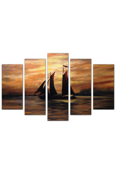 Generic Wall panel - Ship in the middle of the sea - 664 - divided into five graduated pieces - 1
