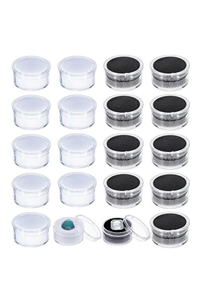 Generic 20 Pcs Mini Round Gemstone Storage Boxes with Clear Lids and Sponge, ...
