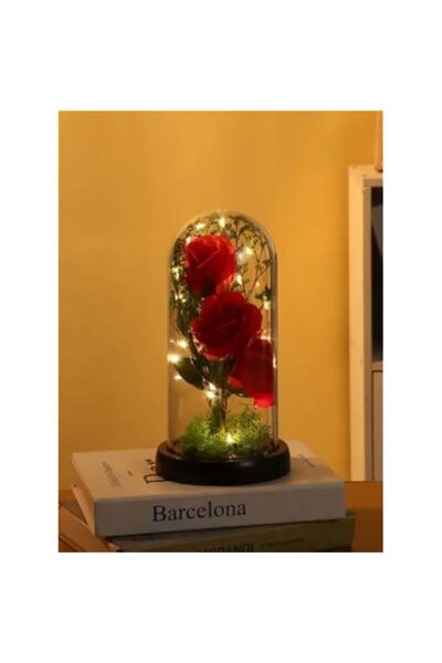 Generic Brand Enchanted 3 Roses with Petals in Glass Dome Personalized Gifts ...