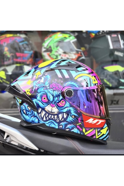 MT Helmets Braker Sv Crazy Teddy kask(+1 şeffaf vizör)