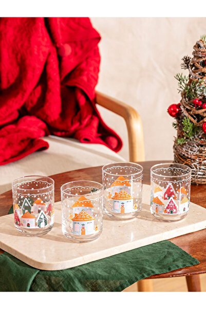 LC Waikiki Özmarka New Season Christmas Themed Glass Cup Set of 4 350 ml