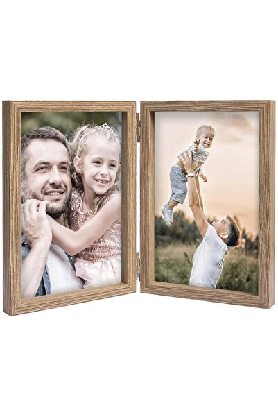 Generic Brand Double Hinged Photo Frame for 4x6 Photos Wooden Multi Picture C...