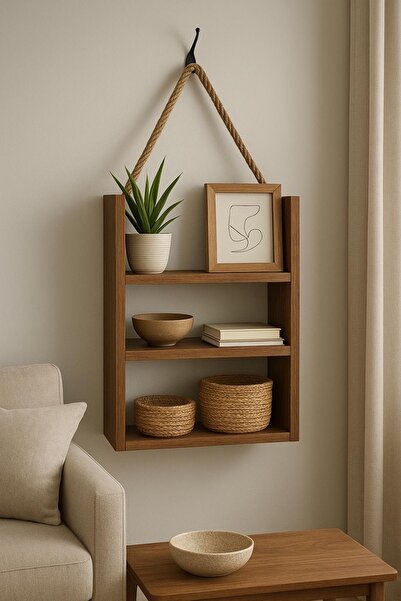 Esla home Çok Amaçlı Raf – Şık Tasarımıyla Banyonuzda, Salonunuzda ve Ofisinizde kitaplıgınızda ceviz agacında