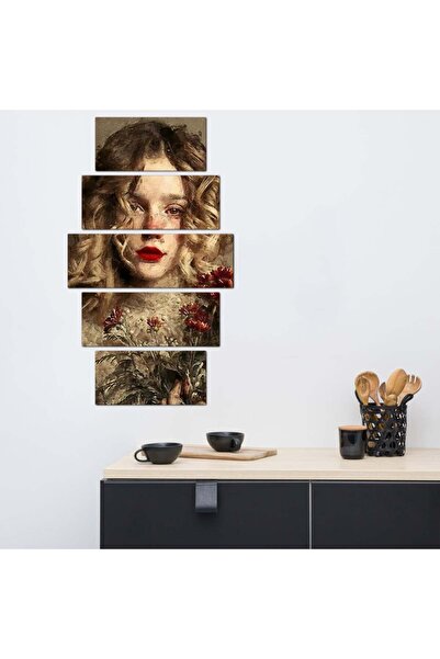 Generic Wall panel - girl art drawing - 30035 - divided into five graduated pieces - 1