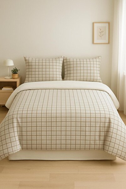 ayçiçek home Set de lenjerie de pat dublă și cearșaf elastic & 160/200 & PINT...