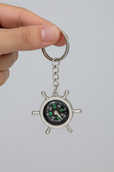 Giftino Kişiye Özel İsim Baskılı Pusulalı Gemi Dümeni Anahtarlık - Kutulu Hediyelik Anahtarlık