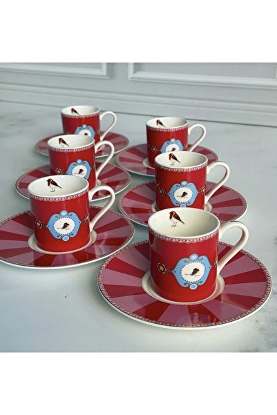 ROY KING Çırağan Home Bırdy Red Türk Kahve Fincan Takımı