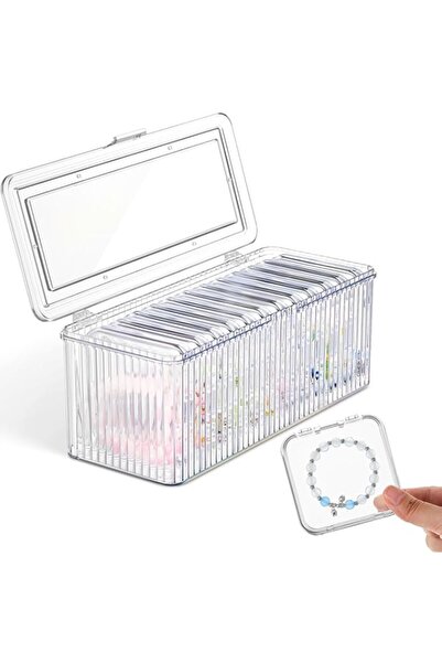 Generic صندوق تخزين مجوهرات أكريليك مع 12 حافظة صغيرة مضادة للتشويه، منظم أساور شفاف للأقراط،