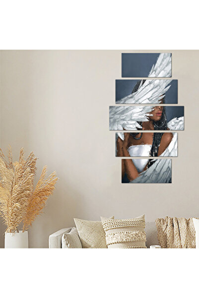 Generic Wall panel - Drawing of a woman with white wings - 300912 - Divided into five graduated pieces - 1