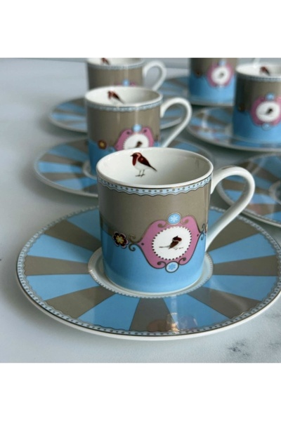 ROY KING Çırağan Home Bird Blue Türk Kahve Fincan Takımı