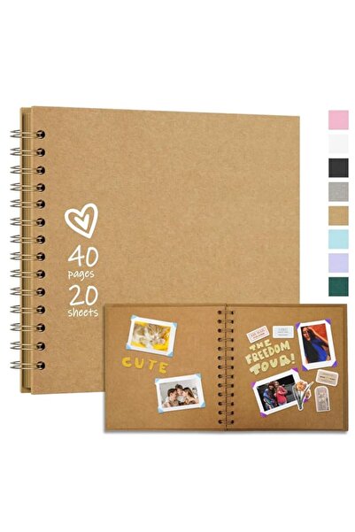 Generic Brand 18 x 18 cm Scrapbook 40 Pages Photo Album, Hard Cover Kraft Pap...