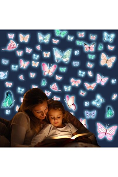 Generic Brand 66 Pieces Glow in The Dark Butterfly Stickers,Blue Glowing Butt...