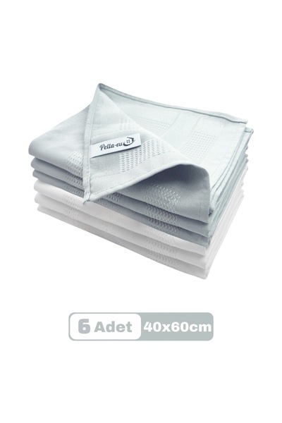 PELLA-EU Mikrofiber Cam Bezi Genel Temizlik Bezi Mutfak Banyo Yüzey 6 adet Gri Beyaz 40x60cm