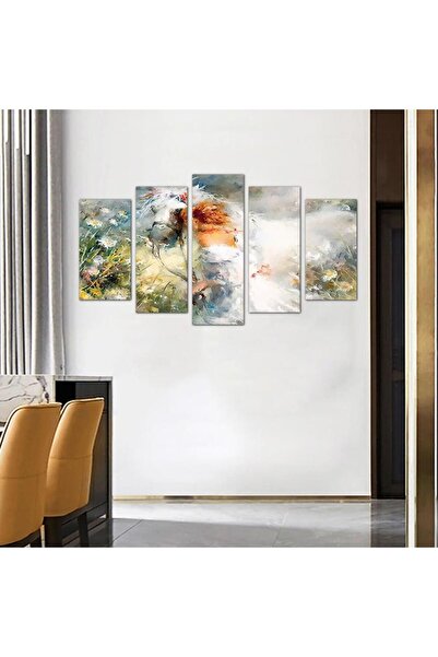 Generic Modern wall painting of a woman with a horse - 24080 - divided into five graduated pieces - 1
