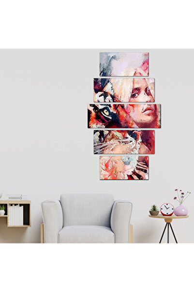Generic Wall panel - Woman and Tiger - 30044 - Divided into five graduated pieces - 1