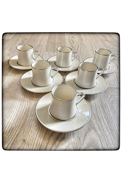 EVİNYA HOME Porcelain Coffee Cup Set for 6 People