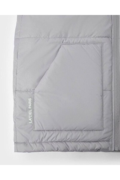 Magu Unisex Children's Cotton Gray Puffer Vest - Quilted Model with Zippered Pockets