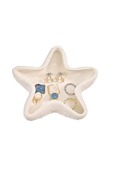 Generic Denovin Jewelry Tray, Ceramic Starfish Decorative Trinket Dish, Cute Key Bowl Ring Holder Dish for