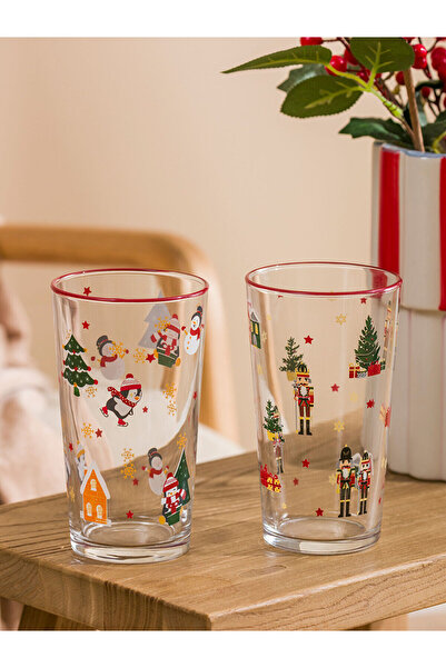 LC Waikiki Vizyon Yeni Sezon Yılbaşı Temalı Cam Bardak Seti 2'li 570 ml