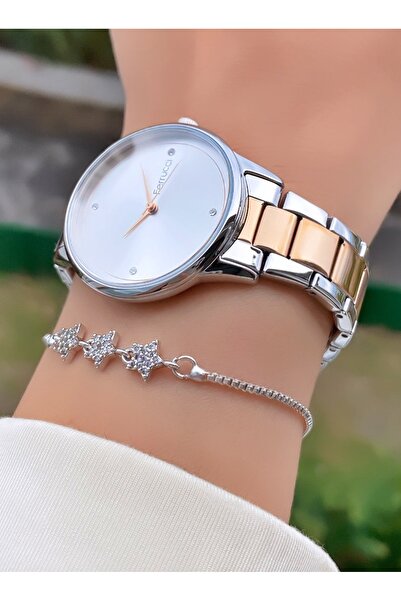 Ferrucci Women's Wristwatch Silver Rose Steel Band Original 2 Years Warranty Gift Boxed