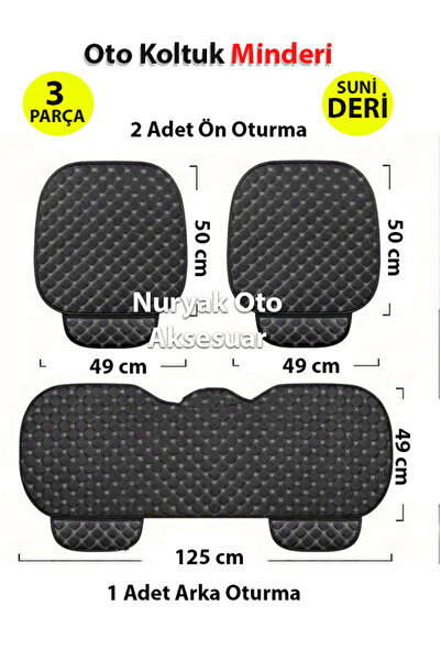 Nuryak Oto Aksesuar Fiat Linea Üç Parça Koltuk için BEYAZ Deri Koltuk Minderi