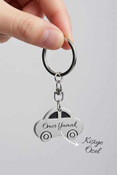 Giftino Kişiye Özel İsimli Araba Krom Anahtarlık, Metal Araba Figürlü, Yeni A...