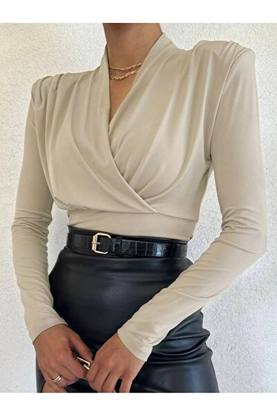 Pazarcan Mdb Padded Double-Breasted Model Sandy Blousebeige