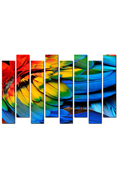 Generic Wall panel - colored bird feathers - 1572 - divided into eight pieces