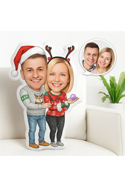 Hediye Molası Kişiye Özel Noel Yeni Yıl Çifti – Fotoğraf Baskılı Yılbaşı Hediyesi