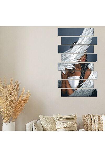 Generic لوحه جداريه - رسمة إمرأه بأجنحه بيضاء - 300912 - مقسمه ثمانية قطع