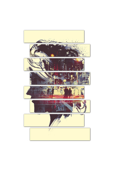 Generic لوحه جداريه - وجه أنثى بذكريات - ٩٢٩ - مقسمه ثمانية قطع