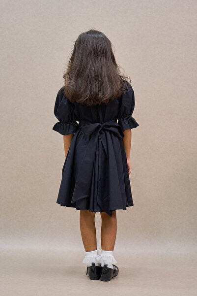 KÜÇÜĞÜM BUTİK Girl's Black Poplin Flared Dress