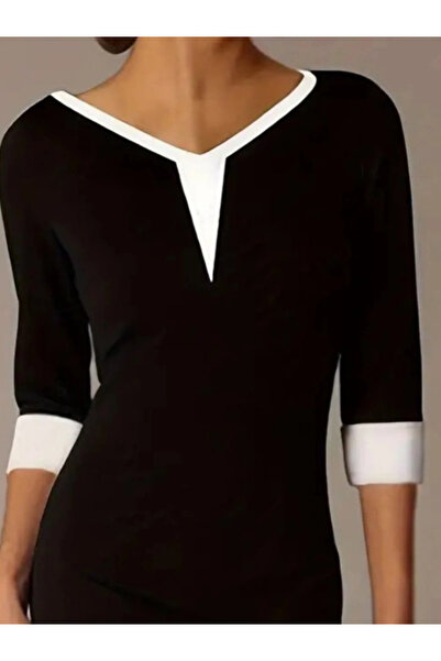 Aemido Γυναικείο φόρεμα MDB με λαιμόκοψη σε σχήμα V, μονόχρωμο κοντό φόρεμα από κρεπ Janjan