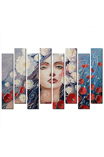 Generic Wall panel - Woman with flowers - 1574 - divided into eight pieces