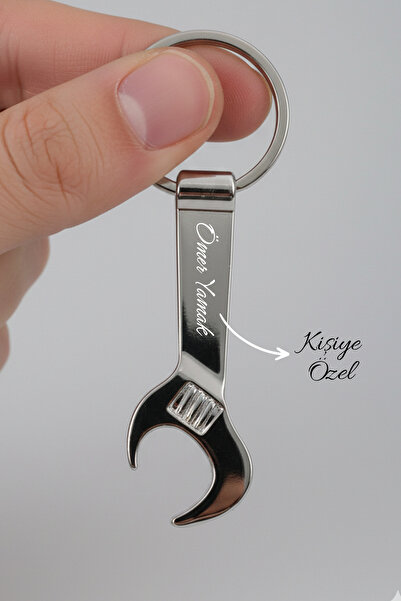 Giftino Kişiye Özel İsim Baskılı İngiliz Anahtarı Anahtarlık ve Açacak - Usta...