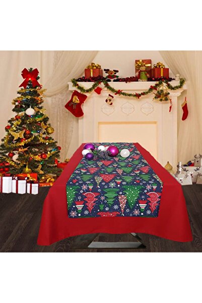 Kotonia Home Napron Winter 16 - 45x180 cm, 100% cotton, blue with Christmas motifs