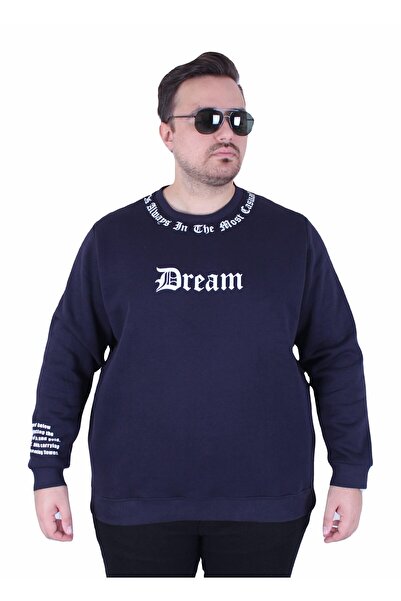 MocGrande Μεγάλο μέγεθος Crew Neck 3ip Sweat Dream 25715 ΣΚΟΥΡΟ ΜΠΛΕ