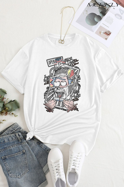 barsdepo Tricou Premium cu imprimeu , supradimensionat Tricou alb unisex pent...