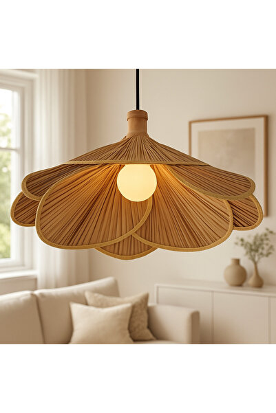 Buiva İskandinav Bambu Hasır Sarkıt Avize Şık Görsellik Katar