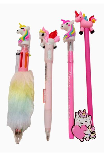 izmir yazici servis Hediyelik Unicorn Süslü Kalem Seti Tükenmez Yumurtlayan Işıklı Kurşun Kalem Unicorn Rozet Hediyeli -